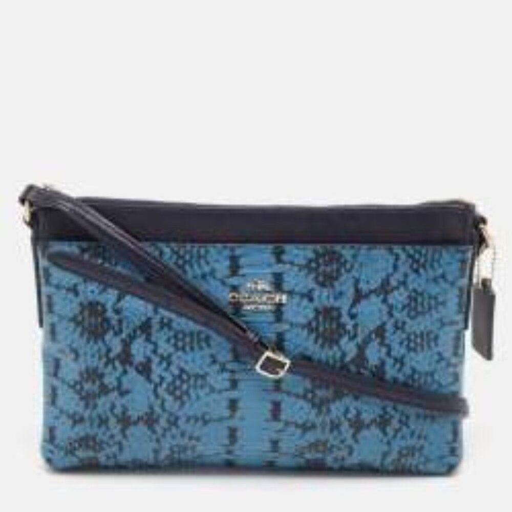 Coach Black and Blue Python embossed leather Journal/ crossbody